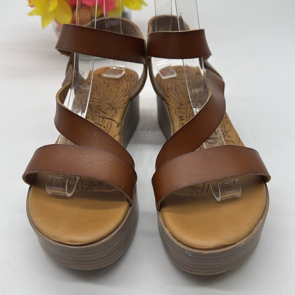 Blowfish Brown Leather Platform Sandal Size 7.5 MCS7314N - Picture 2 of 8